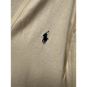 Polo Ralph Lauren‎ V Neck Cream Colored 100% Cotton Lightweight Men's Sweater XL